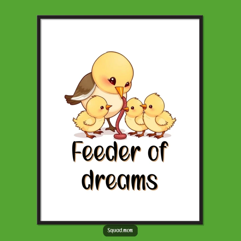 Funny Bird Mom Poster - Worm Feeding Wall Art for Humorous Homes
