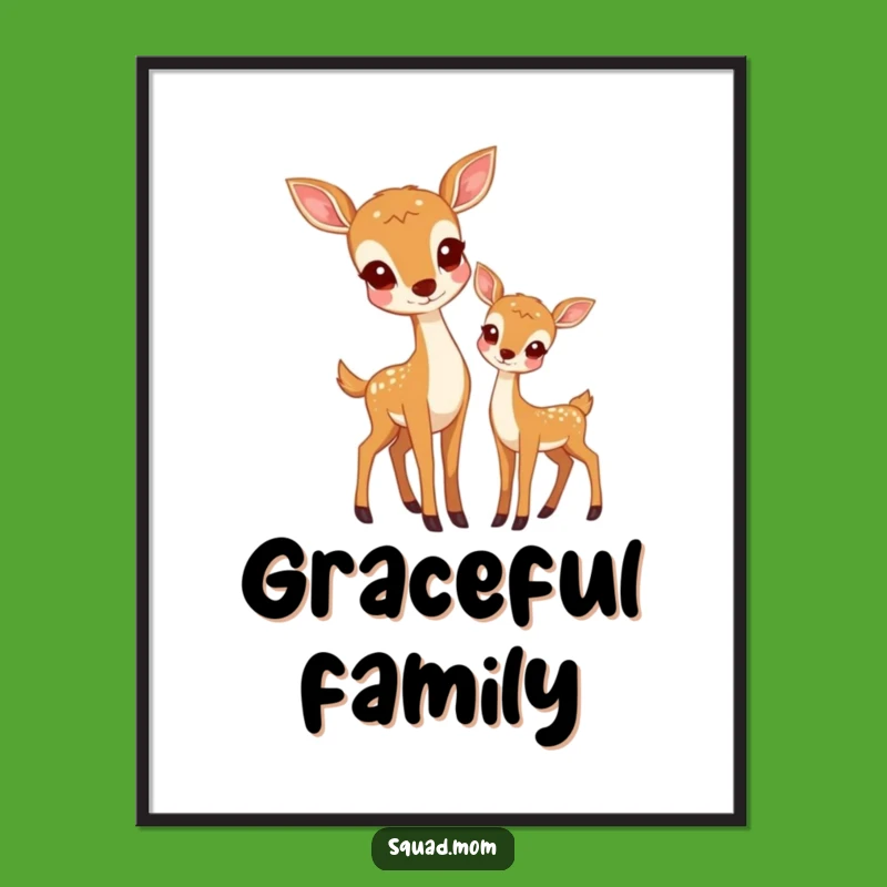 Funny Deer Mom & Fawn Art Poster - Peaceful Nature Scene - Perfect Funny Gift!