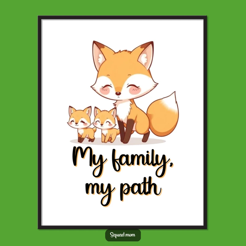 Funny Fox Mom & Kits Poster - Charming Wall Art for Nature Lovers
