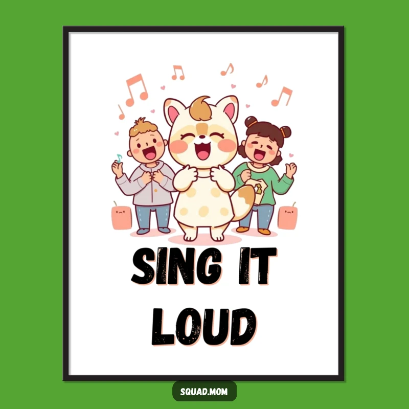 Funny Kawaii Mom Singalong Poster - Joyful Musical Mom Wall Art!