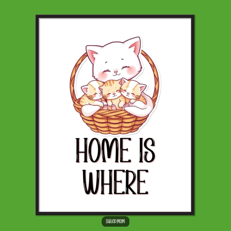 Mama Cat Cuddle Poster: Adorable Kitten Nursery Art Gift