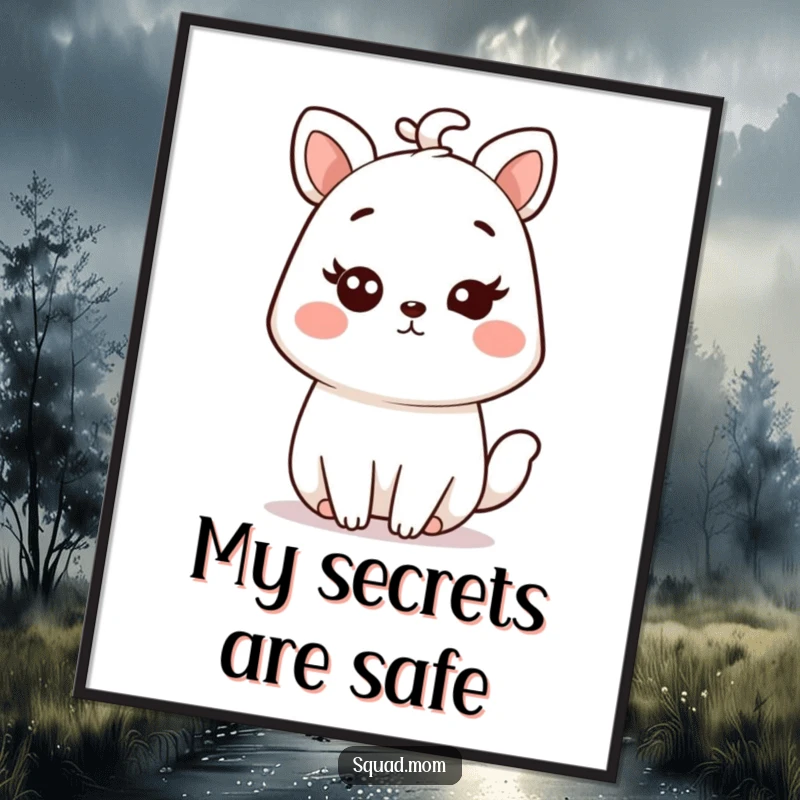 Funny Kawaii Mom Animal Poster displaying a cute character sharing a knowing wink, adding humor to any space.