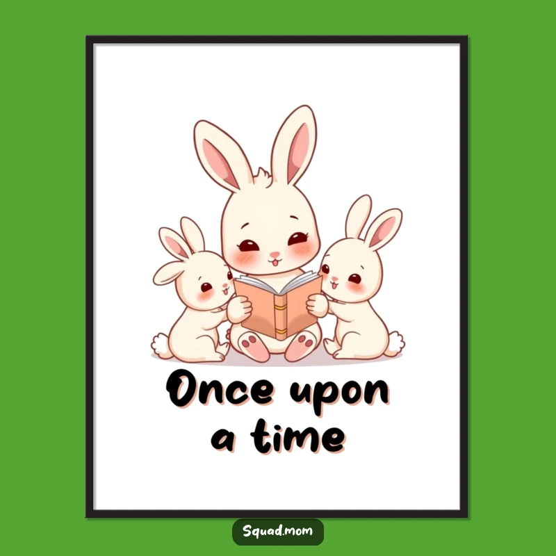 Funny Rabbit Mom Poster: Heartwarming Storytime Art for Nursery Decor