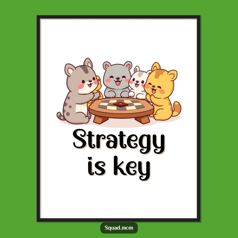 Funny Animal Board Game Poster: Enthusiastic Friends, Hilarious Wall Art Gift