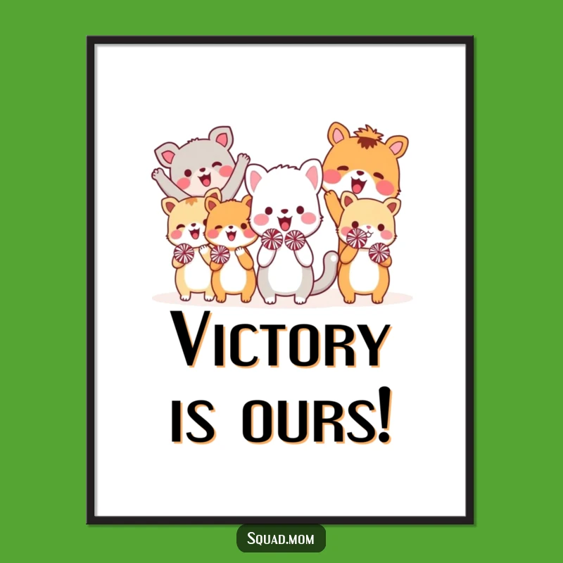 Funny Animal Friends Cheer Squad Poster: Vibrant & Hilarious Wall Art