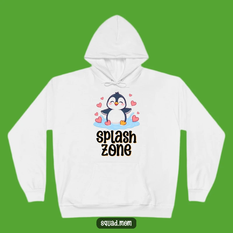 Funny Penguin Heart Splash Hoodie - Cozy & Giggling Bird Comfort