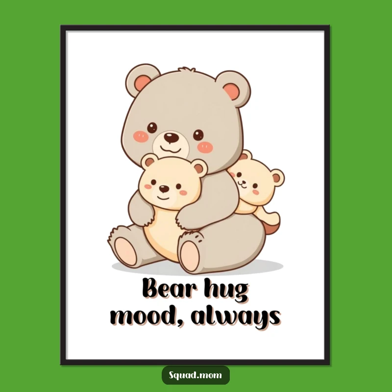 Free Printable Wall Art: Funny Bear Mom & Cub - Cozy Downloadable Decor