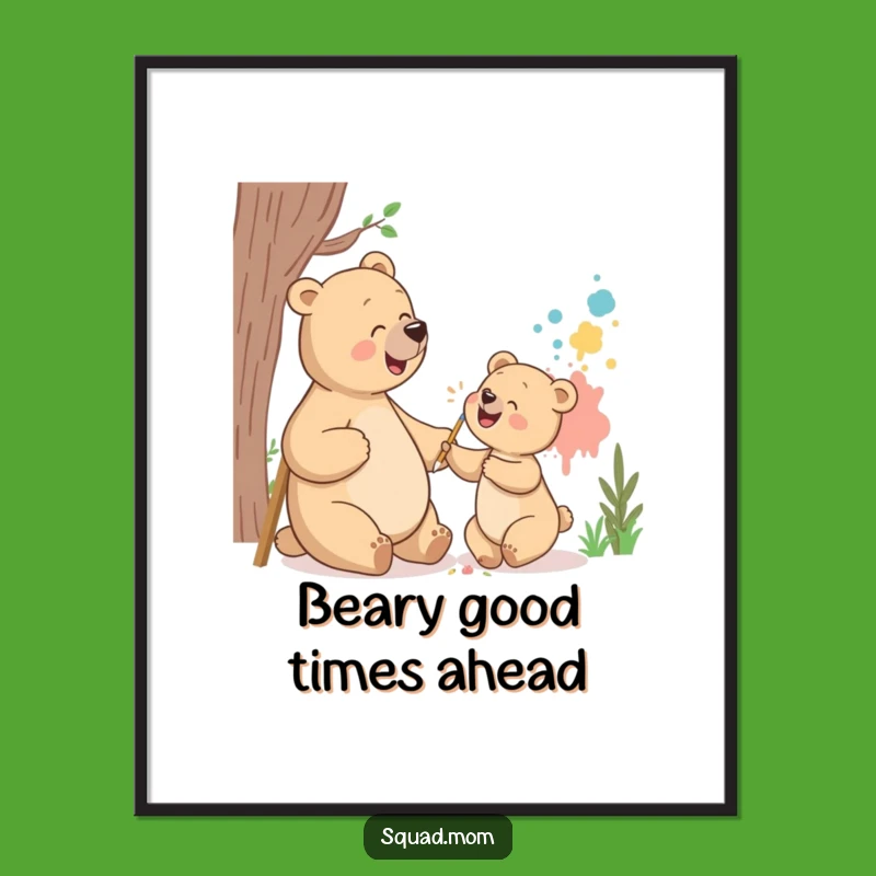 Funny Free Printable Wall Art: Giggling Bears Painting, Downloadable Decor