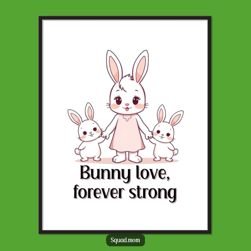 Funny Free Printable Wall Art: Bunny Family Holding Hands Downloadable Decor