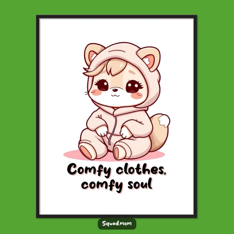 Free Printable Kawaii Mom Wall Art: Comfy Lounge Animal Decor