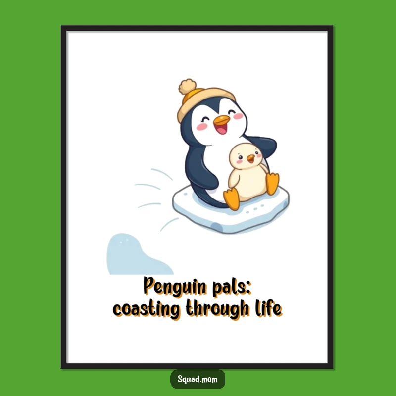 Free Printable Penguin Mom & Chick Sliding Wall Art - Funny Downloadable Decor