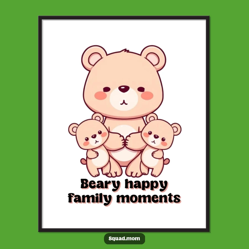 Free Printable Wall Art: Bear Family Love Art, Sweet Downloadable Decor Gift