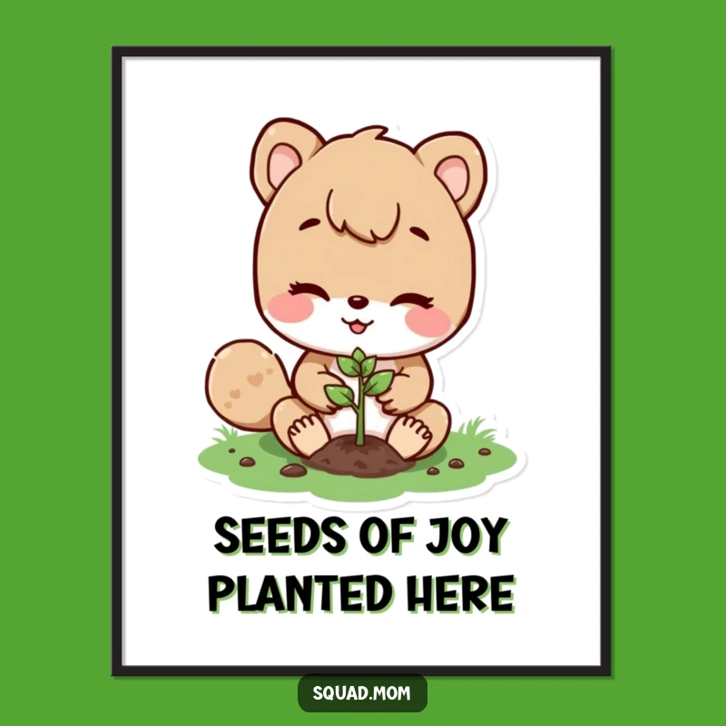 Free Printable Wall Art: Playful Animal Mom Planting for a Serene Space