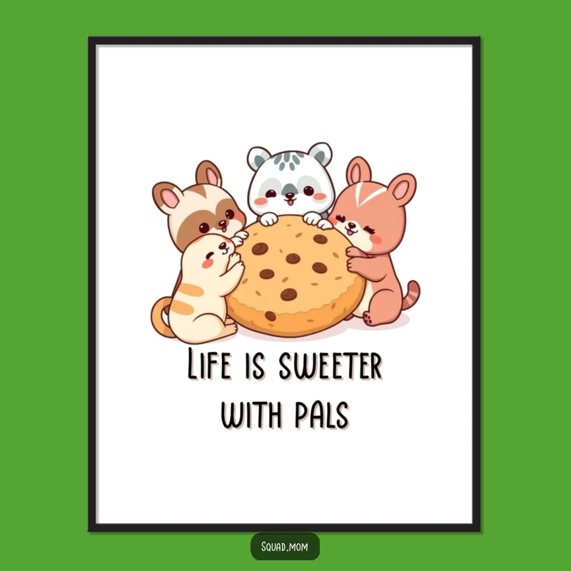 Funny Free Printable Wall Art: Animal Friends Cookie Feast Downloadable Art