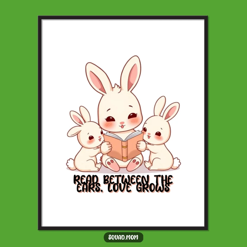 Funny Free Printable Wall Art: Rabbit Mom Story Time, Cute Downloadable Art for Home