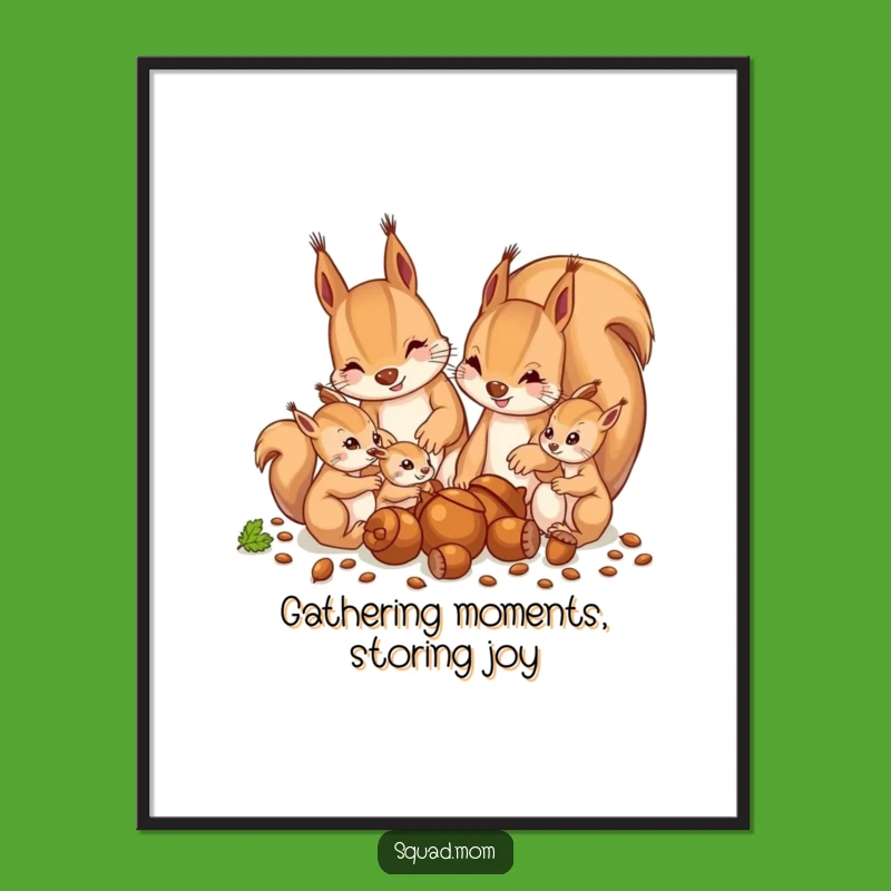Funny Free Printable Squirrel Wall Art: Acorn Gathering Decor