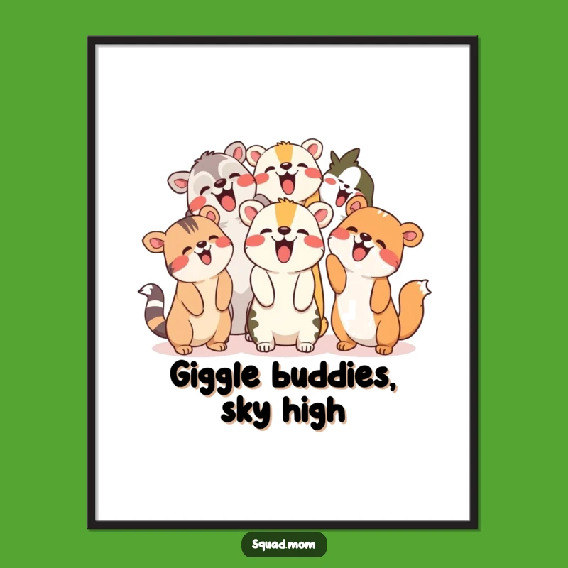 Free Printable Wall Art: Giggling Animal Friends Upward Gaze Funny Downloadable Decor