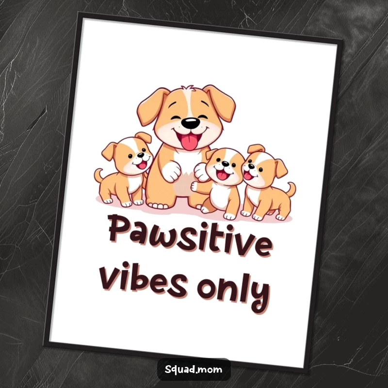 Funny Free Printable Wall Art: Determined Dog Mom Actively Teaching Puppies Fetch, Humorous Pet Decor