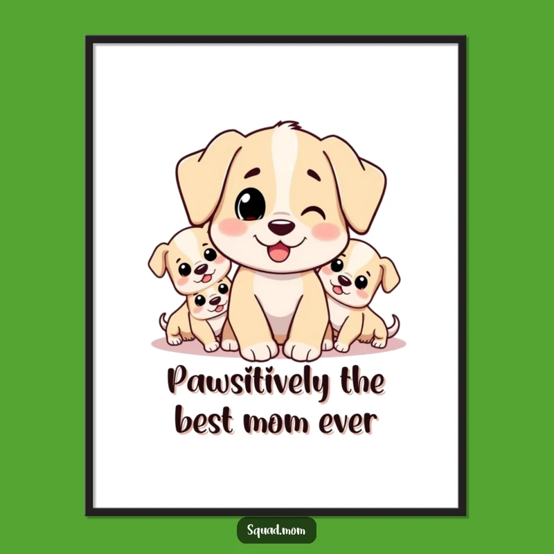 Funny Free Printable Wall Art: Dog Mom & Puppies Downloadable Art
