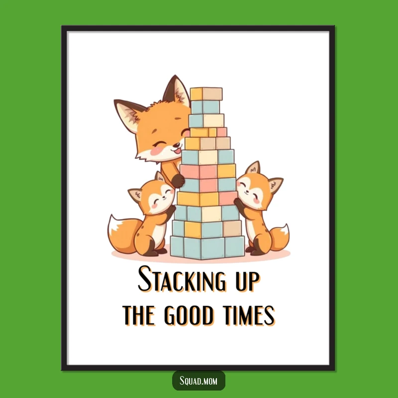 Funny Free Printable Fox Family Wall Art: Kits Building Blocks Decor