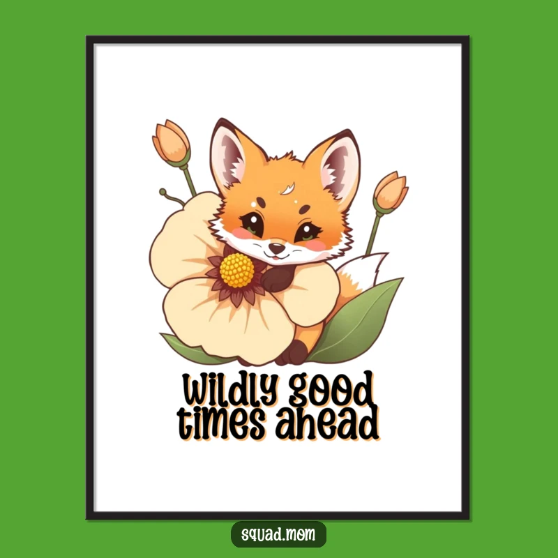 Free Printable Wall Art: Playful Fox Cub, Funny Downloadable Decor Gift