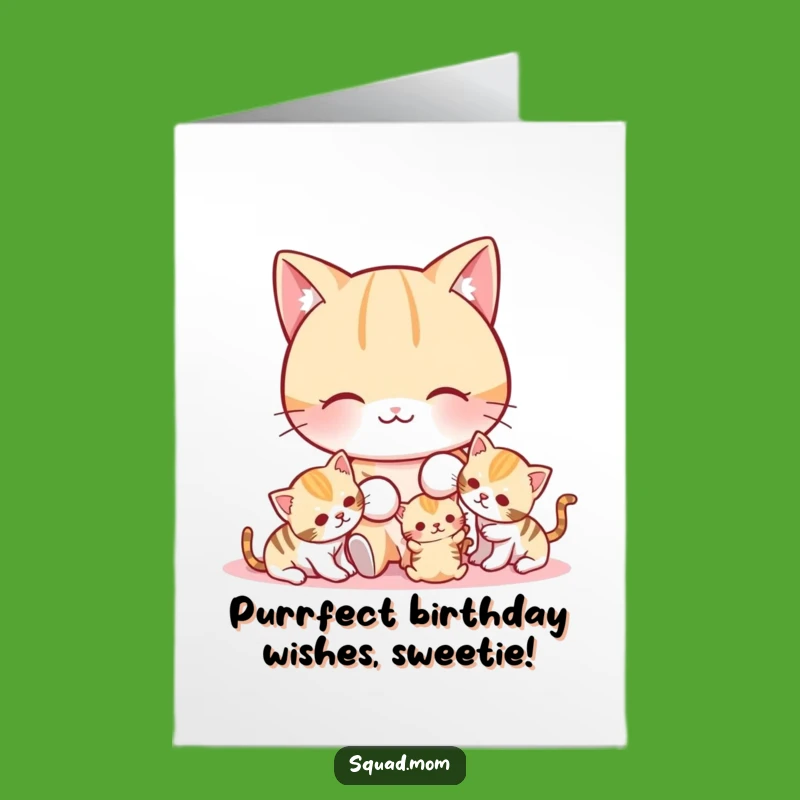 Funny Free Printable Birthday Card: Cat Mom Playtime Shenanigans, Downloadable & Print at Home