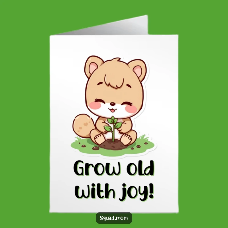 Free Printable Birthday Card: Playful Mom Animal Planting for a Special Day