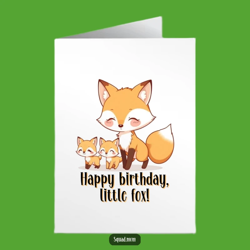 Free Printable Birthday Card: Fox Family Fun, Whimsical Downloadable Gift