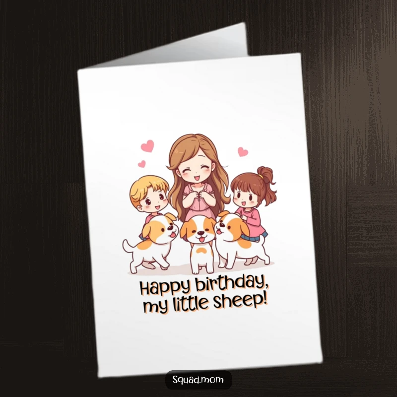 Funny Free Printable Birthday Card: Woman playfully herding other women like puppies. A hilarious, print-at-home birthday wish.