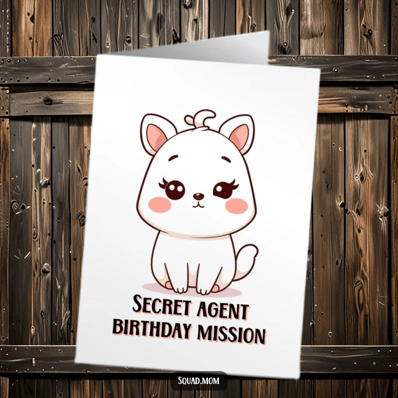 Funny Free Printable Kawaii Mom Animal Character Winking Knowingly on a Birthday Card, Perfect DIY Gift.