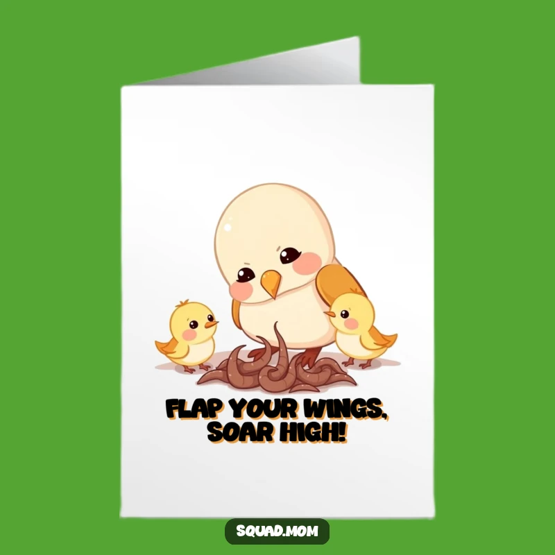 Free Printable Congrats Card: Mama Bird Feeding Chicks Celebration Download