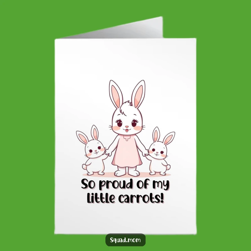 Free Printable Congrats Card: Bunny Family Holding Hands Downloadable Gift
