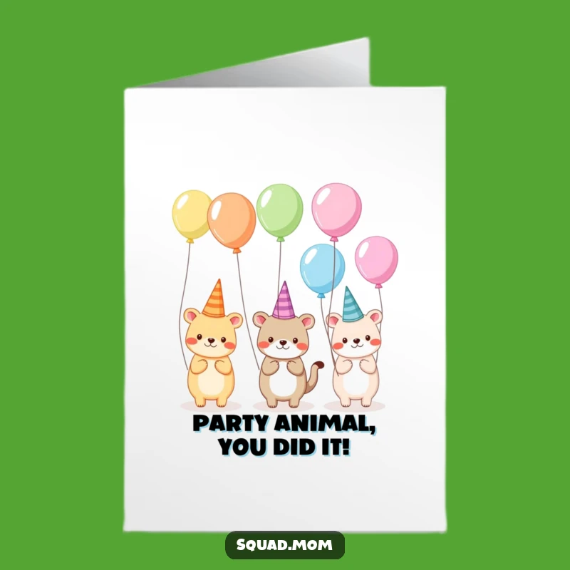 Free Printable Congrats Card: Silly Animal Party Celebration Download