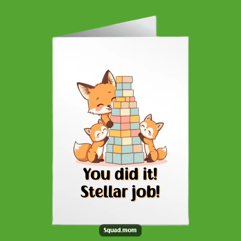 Free Printable Fox Family Congratulations Card: Sweet Kits Building Tower Fun