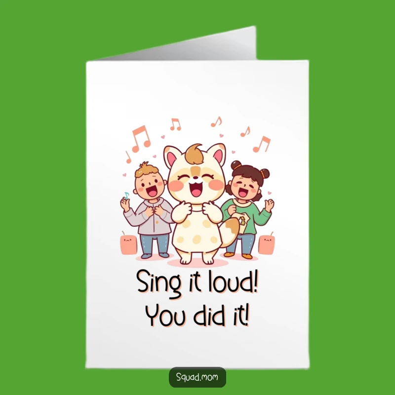Free Printable Kawaii Mom Singalong Congrats Card - Humorous Downloadable for Cheerful Celebrations
