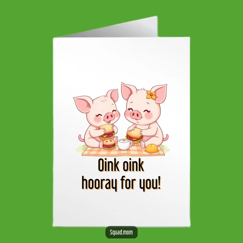 Free Printable Piglet Congratulations Card: Sweet Picnic Duo Party