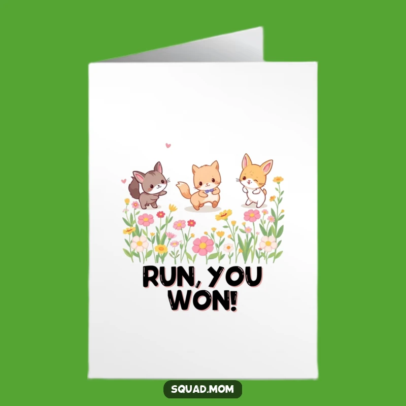 Free Printable Congrats Card: Animals Celebrating Amongst Flowers, Download Now