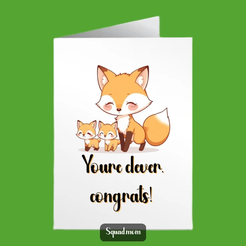 Free Printable Congrats Card: Fox Family Journey, Whimsical Downloadable Gift