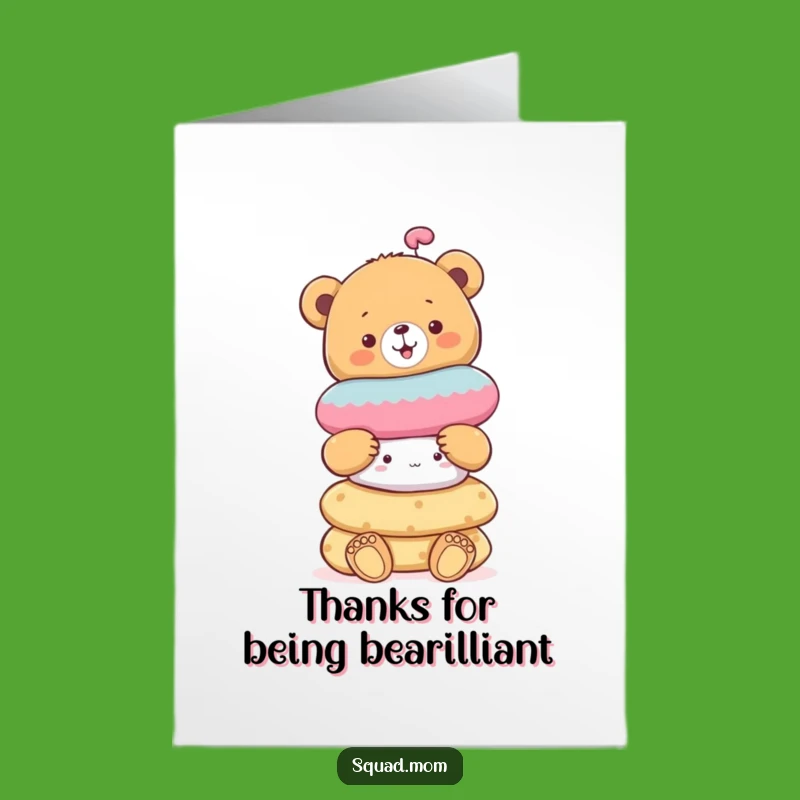 Bear Cub Thank You Card - Free Printable Cute DIY Downloadable