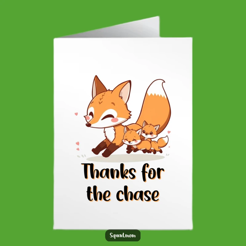 Free Printable Fox Family Thank You Card - Funny Downloadable
