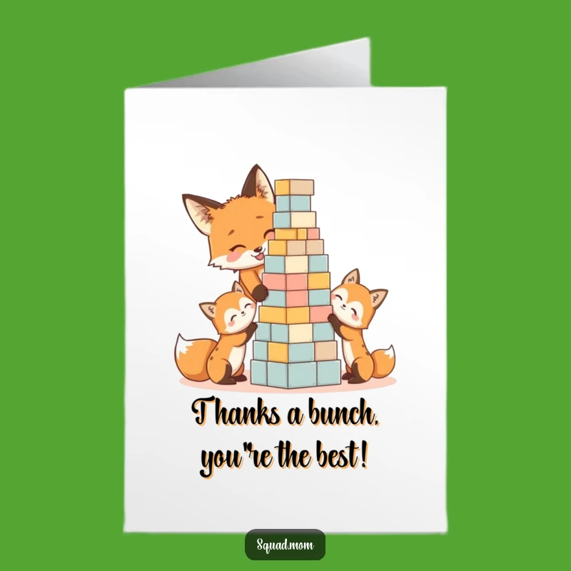 Free Printable Fox Thank You Card: Adorable Kits Building Blocks Design