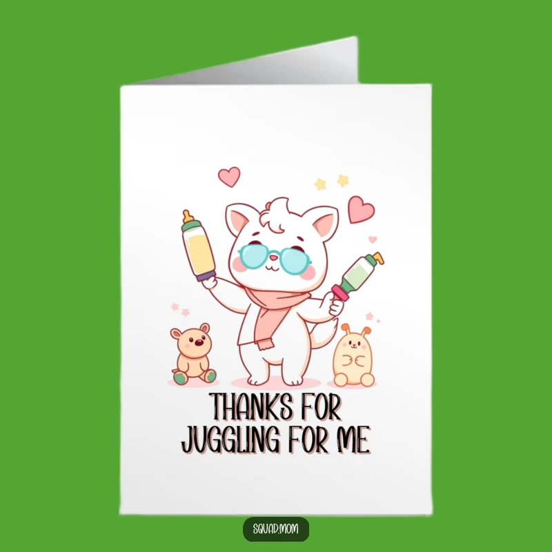 Free Printable Kawaii Mom Juggling Thank You Card - Funny Downloadable for Super Parents