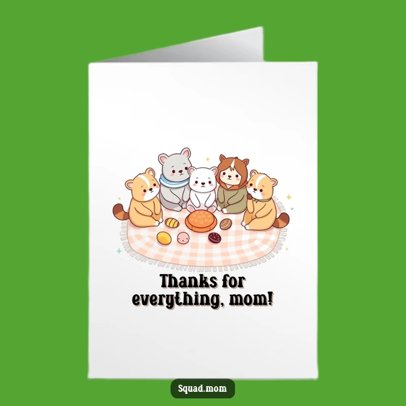 Free Printable Thank You Card: Animal Moms Picnic - Grateful Downloadable Appreciation Gift