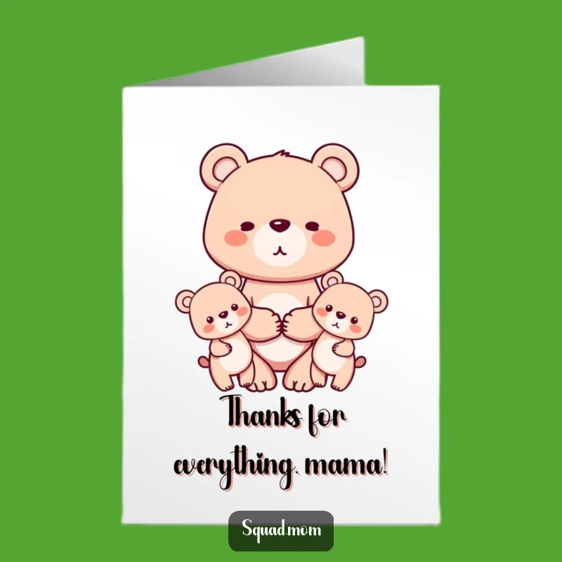 Free Printable Thank You Card: Bear Family Thanks, Sweet Downloadable Gift
