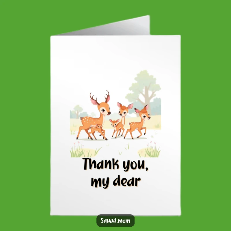 Free Printable Thank You Card: Deer Moms Fawns, Meadow Thanks Downloadable Gift