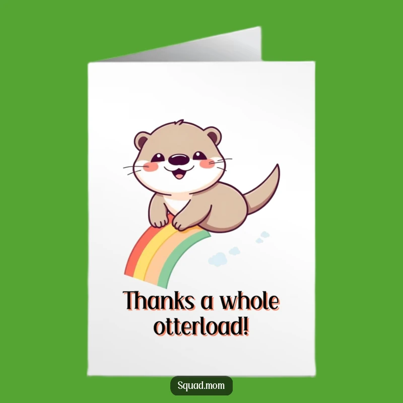 Free Printable Thank You Card: Otter's Rainbow Glide, Downloadable Joyful Gift
