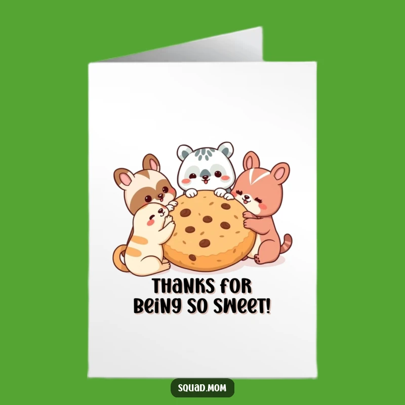 Free Printable Thank You Card: Animal Friends Cookie Sharing Downloadable Gift