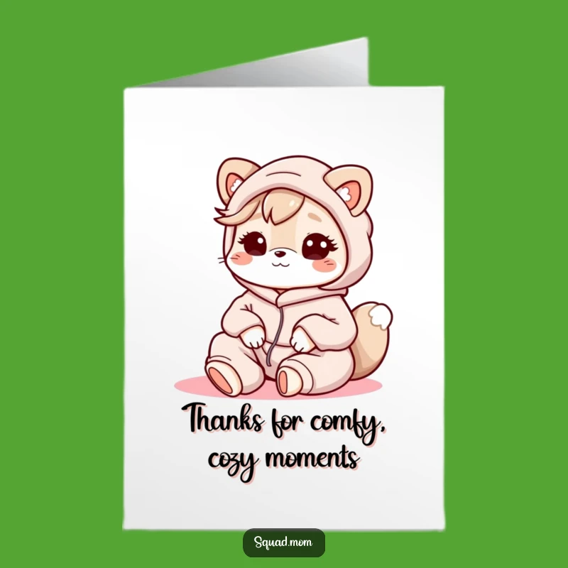 Free Printable Kawaii Mom Thank You Card: Comfy Lounge Animal