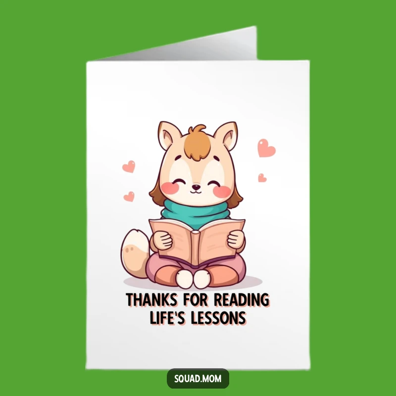 Free Printable Kawaii Mom Thank You Card: Storytime Animal