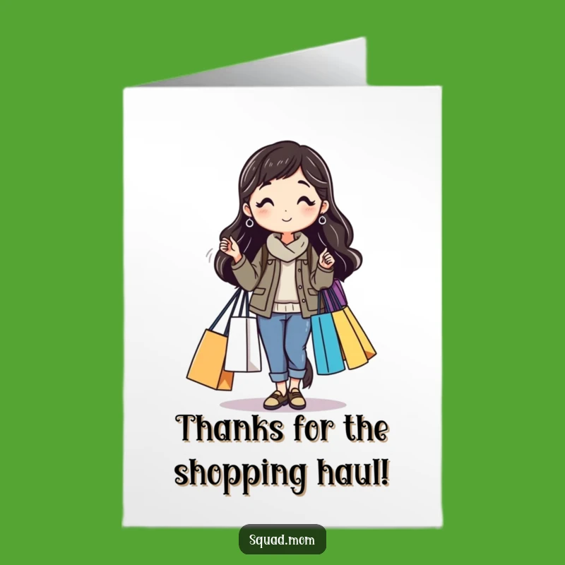 Free Printable Shopping Mom Thank You Card: Funny Downloadable Greeting for Shopper Friends